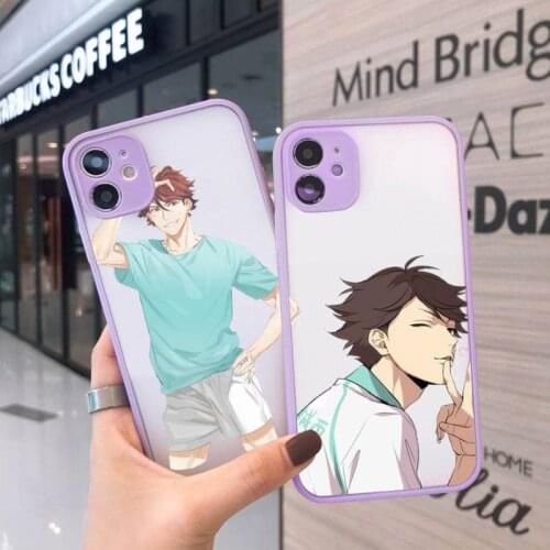 Haikyuu Oikawa Phone Case For iPhone 12 11 Mini Pro XR XS Max 7 8 Plus X Matte transparent Purple Back Cover