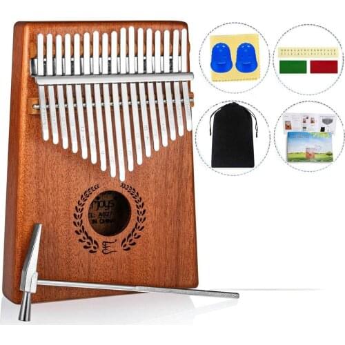 Kalimba Thumb Piano 17 Keys, Portable Mbira Finger Mbira w/Protective Case, Fast to Learn Songbook,Tuning Hammer, All in One Kit