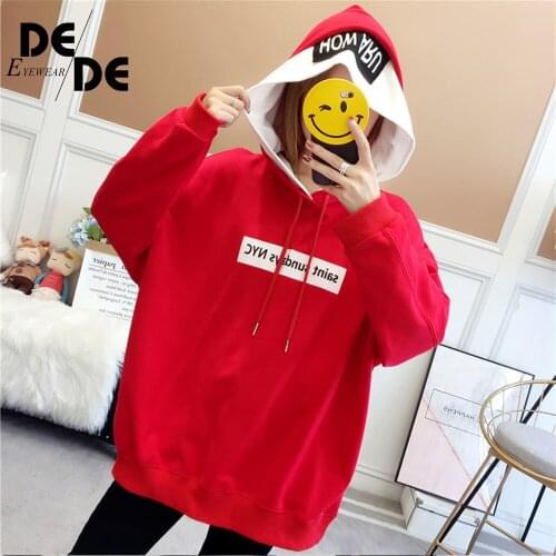Korean version Autumn and winter fashion solid color Harajuku ruffled pullover loose womens hoodie sweatshirt womens casual