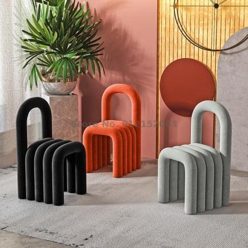 Nordic makeup stool backrest light luxury creative personality dining chair special-shaped elbow chair designer color queen dres