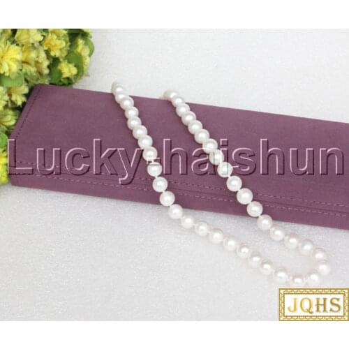 JQHS AA+ natural 18" 10mm round white string freshwater pearls necklace 14K clasp j12498 women necklaces jewelry