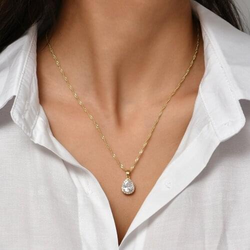 Necklaces Specially Designed for Women Handmade Necklaces Drop Shaped Necklace Inlaid Cubic Zirconia Gifts for Friends The Prom