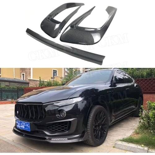 Carbon Fiber Front Bumper FogLamp Air Vent Frame Cover for Maserati Levante 2016 - 2019 Front Middle Lip Decoration Trim Strip