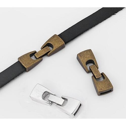 5 Sets Tibetan Silver/Bronze Flat Snap Clasp for 5mm - 10mm Flat Leather For DIY Bracelet Jewelry Making Accessories