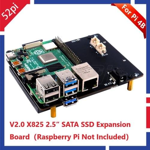 52Pi New Version! Raspberry X825 2.5 Inch SATA HDD/SSD Storage Expansion Board Acrylic Case for Raspberry Pi 4 B ( 4 Model B )