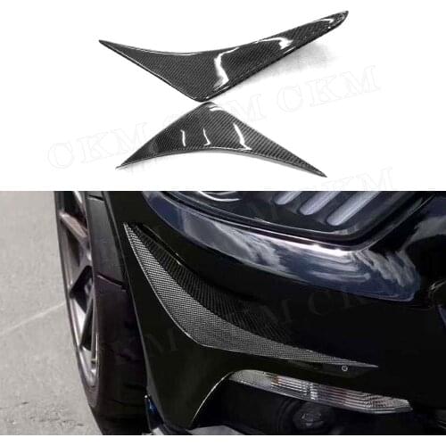 Carbon Fiber Front Bumper Splitters Side Shark Fins Canards Trims for Ford Mustang GT V8 V6 GT350 2015 - 2018 Car Styling