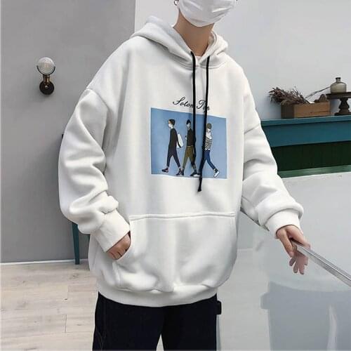 Harajuku Korean New Mens Sweatshirt Autumn Winter Fashion Casual Couple Printing Clothing Loose Hoodie Tops
