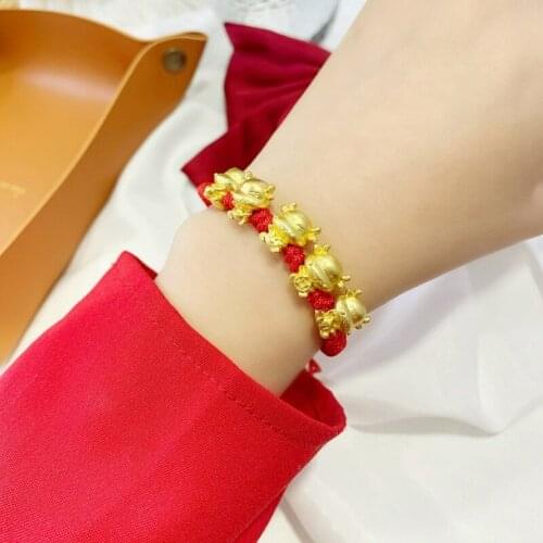 Mascot Five Fortunes Golden Cow Red String Bracelet 2021 Chinese Ox New Year Tradition Zodiac Lucky Blessing Bracelets
