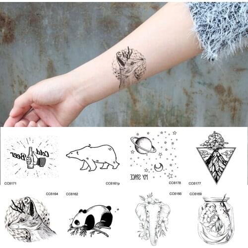 Waterproof temporary tattoos paper for women body art chest Arm stickers letters flower Planet geometric fake sleeves tattoo men