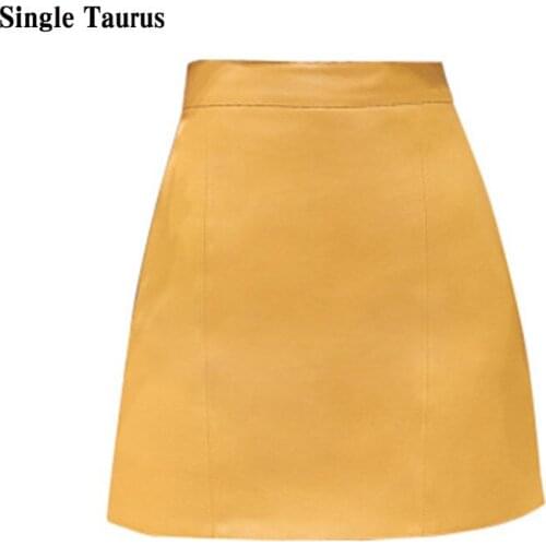 2020 Korean Harajuku Female Skirt Vintage PU Leather Mini Skirts Casual Preppy High Waist Above Knee Sexy Sweet A-Line Skirt