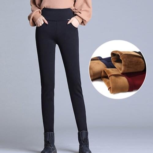S-6XL winter warm 2021 high Elastic Waist Casual stretch Skinny Pencil Pants Women trousers Plus size Clothing Female Leggings