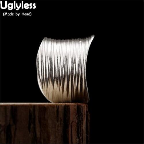 Uglyless Real S 925 Sterling Silver Handmade Women Personalized Wide Rings Nepal Ethnic Exaggerated Opening Ring Vintage Jewelry