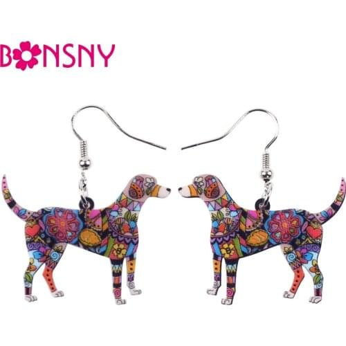 Bonsny Drop Beagle Dog Earrings Big Long Dangle Earring Acrylic Pattern Fashion Jewelry For Women 2017 New Style Girl Children