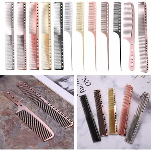 1/2pcs Metal Hair Comb Professional Salon Hairdresser Hair Cutting Combs Brush Hair Styling Tools Metal Steel Comb Rose Gold