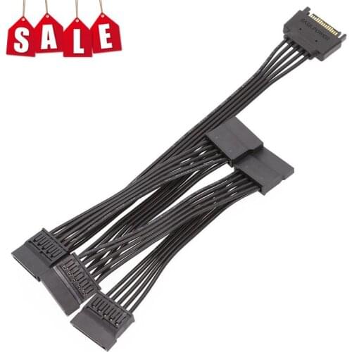 1PCS 4Pin 18AWG Wire For Hard Drive IDE Molex To 5-Port 15Pin SATA Power Cable Cord Lead HDD SSD PC Server DIY HOT