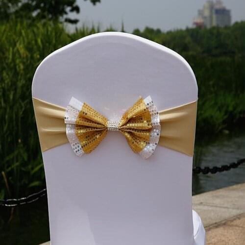 1pcs Wedding Chairs Cover Bow Organza Knot Decoration Chair Sashes Bands Chair Belt Ties For Weddings Party Banquet Decor