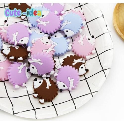 Cute-Idea 10PCs Hedgehog Beads Teether DIY Pacifier Bracelet Accessories Chain BPA Free Chewable Teething Soft Baby Product