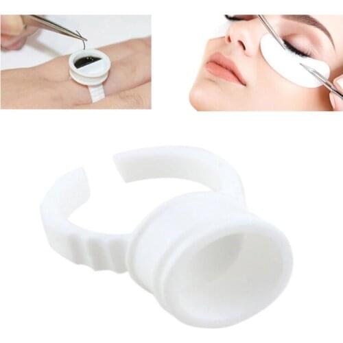 100pcs Disposal Tattoo Adhesive Pigment Holder Ring with Grid Eyelashes Extension Adhesive Glue Holder Palette
