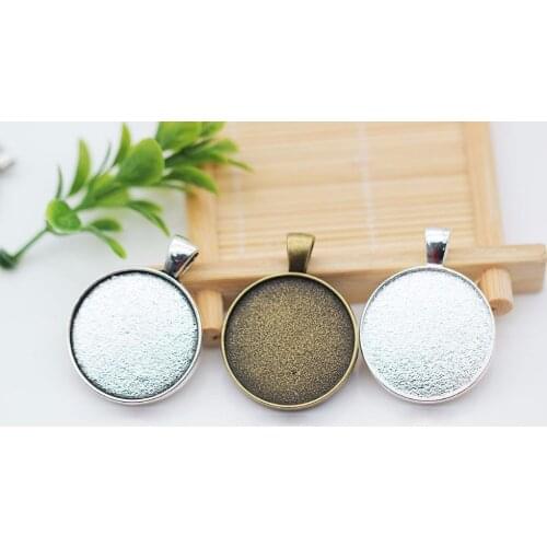 20pcs 25mm Pendant Blank Setting Cabochon Cameo Base Tray Bezel Blank DIY Jewelry Making Findings Antique Sliver/Bronze/Sliver