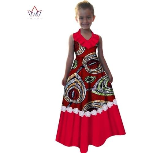 In stock 2019 Africa Children Dress Dashiki European root yarn Cute Girls Dresses Sweet African traditional Clothing WYT245