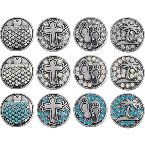 5pcs/lot New Snap Jewelry DIY Crystal Rhinestone 18mm Snap Buttons Fit 18mm Snap Bracelets Bangles Women Button Jewelry