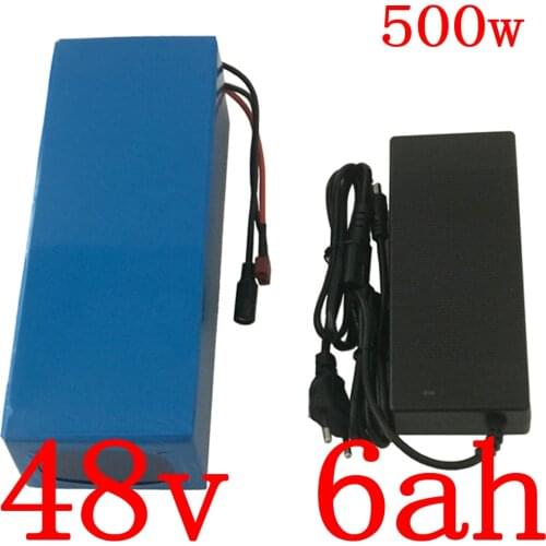 48V battery pack 48v 6Ah lithium battery 500W 48V 6AH electric bike battery with 15A BMS and 54.6V 2A charger free shipping