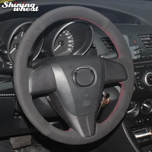 Shining wheat Black Suede Car Steering Wheel Cover for Mazda 3 Axela 2008-2013 Mazda 5 2011-2013 Mazda CX-7 CX7 2010-2016