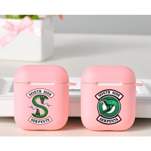 Riverdale south side serpents Earphone Case For Airpods Protective Fundas Cover Pink Soft Case For Airpods 1 2 Charging Bags