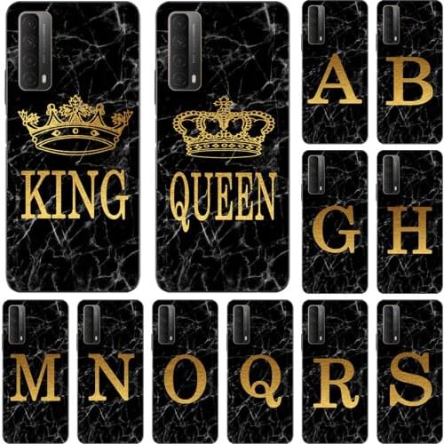 Phone case For Huawei P Smart 2021 Pro Z S 2020 Plus 2019 2018 Marble Golden alphabet background Soft TPU Print Cover Fundas