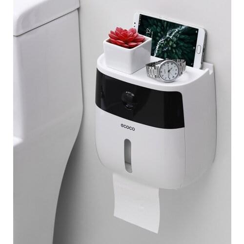 Black/gray/pink/blue Wallmounted Toilet Paper Holder Bathroom Roll Double Layer Tissue Box Dispenser Rack Storage Roll Dispenser