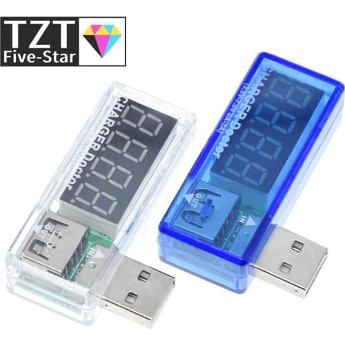 TZT Digital USB Mobile Power charging current voltage Tester Meter Mini USB charger doctor voltmeter ammeter Turn transparent