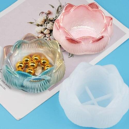 DIY crystal epoxy mold lotus candle holder storage box multifunctional mirror ashtray silicone mold