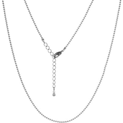 DoreenBeads Copper Ball Chain Necklace Round Silver Color Jewelry DIY Components 47cm(18 4/8") long, Chain Size: 1.5mm, 3 PCs