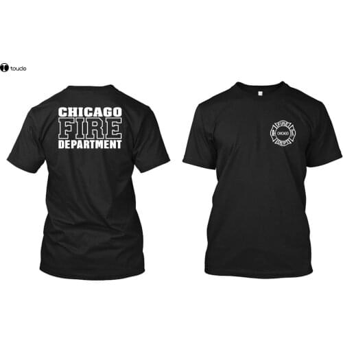 Hot Sale Men T Shirt Fashion Chicago Fire Department - Custom Mens Black T-Shirt Tee Summer T-shirt