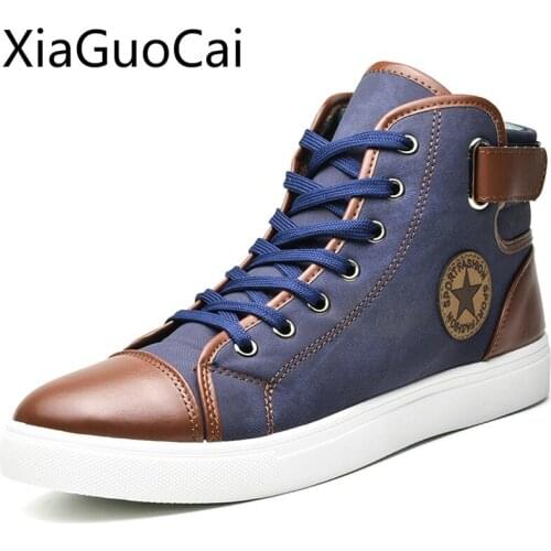 Men Casual Shoes Spring and autumn High Top Lace Up Canvas Shoes for male Footwear Men canvas flats