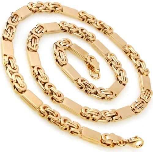 6mm Any Length Gold Tone Byzantine Stainless Steel Necklace Boys Mens Chain Necklace Or Bracelet Fashion Xmas jewelry