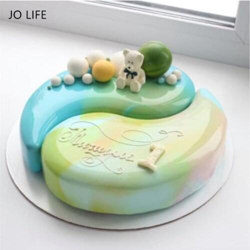 JO LIFE Creative Tai Chi Circle Mold Silicone Mousse Cake Mold Water Drop Decoration Tool Bakeware