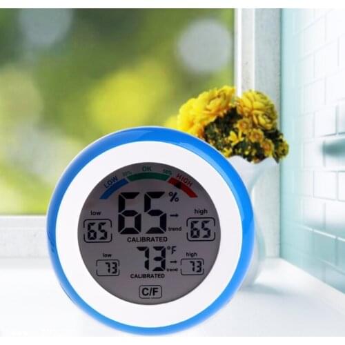 LCD Display Indoor Thermometer Hygrometer Round Humidity Meter Weather Station