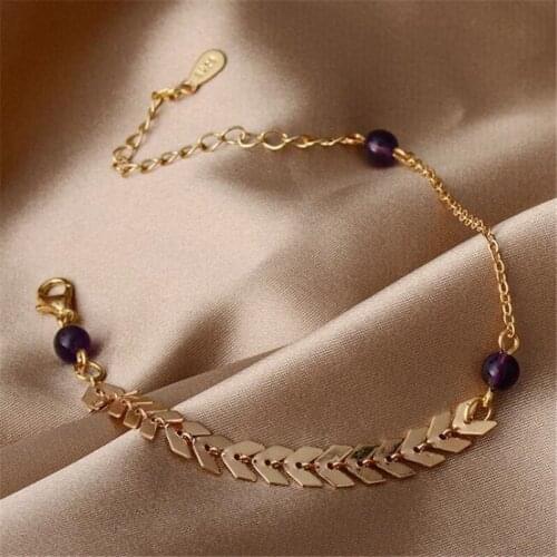 Fashion Leaf Bead Chain Bracelet Simplicity Female Party Gold Bracelet Accessories Elegant Jewelry for Women