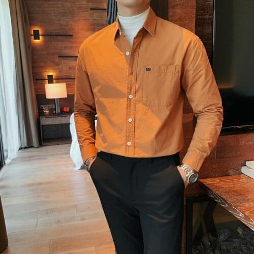 Chemise Homme Fashion Autumn Winter New Long Sleeve Shirt Men Clothing 2021 Simple Slim Fit Casual Camisas De Hombre Streetwear