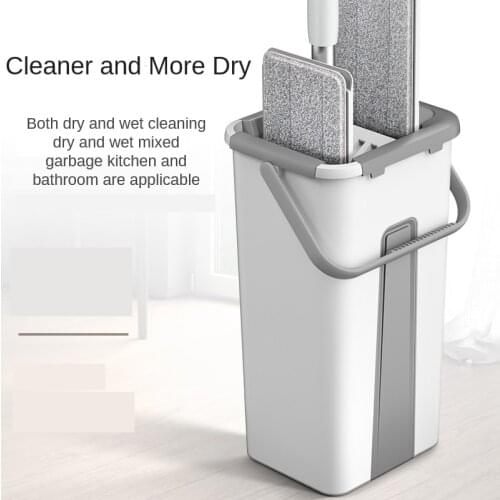 Popular Flat Mop Bucket Suit Xiaomi Hand Wash Free Dry Wet Dual Purpose Lazy Cleaning Tool Floor Microfiber Pads Dust Head