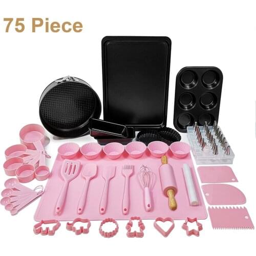 Bakeware Set Nonstick Cake Decorating Tools Cookie Muffin Cupcake Baking Pan Icing Tips Pastry Mat Rolling Pin 75pcs