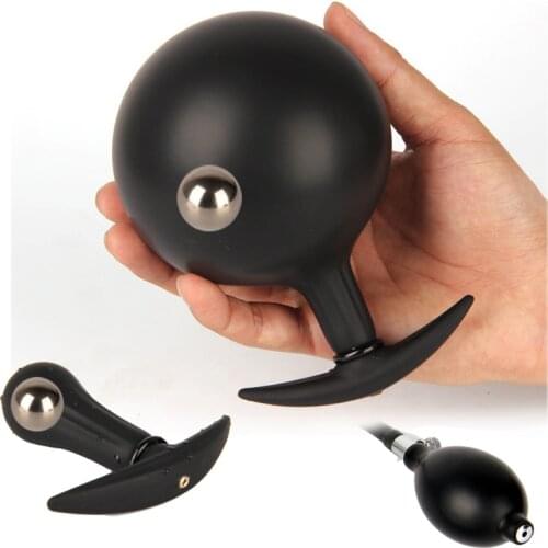 Inflatable Anal Plug with Metal Ball Beads Prostate Massager Sex Toys for Women Men Butt Plugs Anal Beads Masturbator Adult Toy