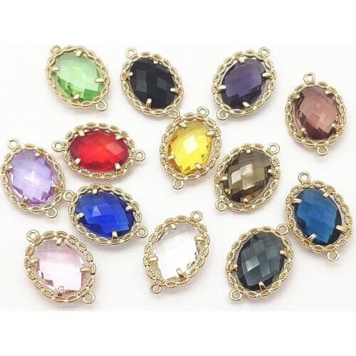 New Arrival! 22x14mm 50pcs Copper Crystal Oval Charm For Handmade Necklace Earring Parts DIY Accessories,Jewelry Findings
