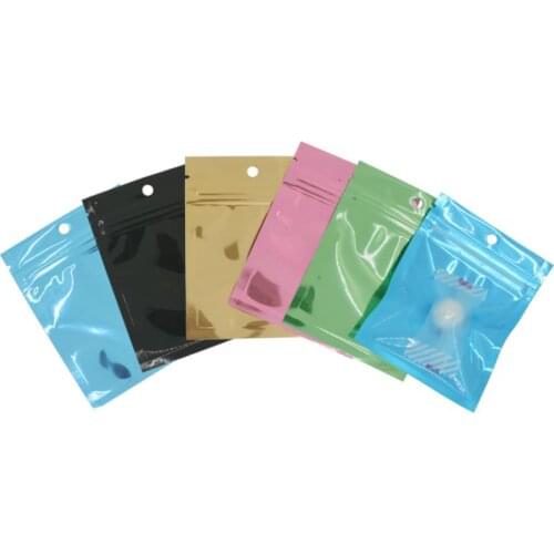 100pcs Zip lock Bags Pouches Aluminum Foil Mylar Plastic Reusable Small Cute Storage Bag Food Tea Candy Jewelry Sample Packaging