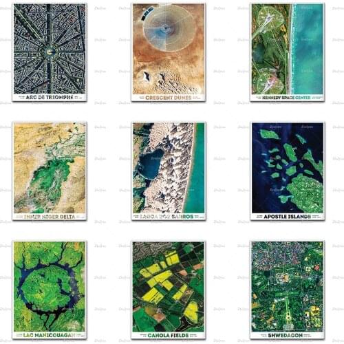 Niger River Delta Crescent Dunes Kennedy Space Center Lac Manicouagan Satellite Poster Wall Art Prints Home Decor Canvas Gift