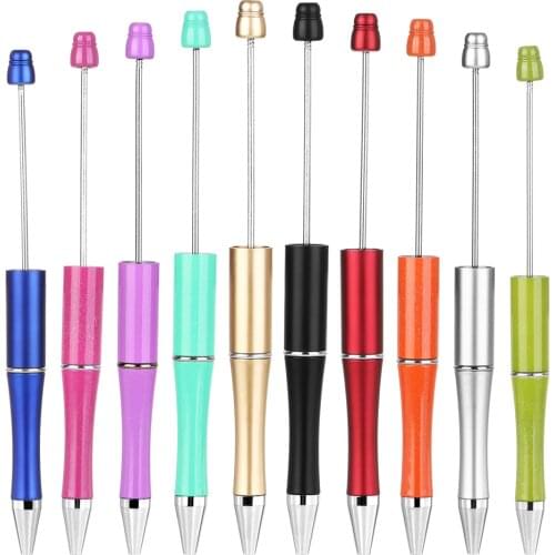 Plastic Beadable Pen Bead Pens Funny Ballpoint Ball Pen for Kids Students Personalized Stationery Gifts Office School Supplies