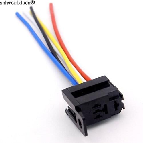 Shhworldsea 4 pin 5 pin relay socket with wire for 30A 12V 24V car relay