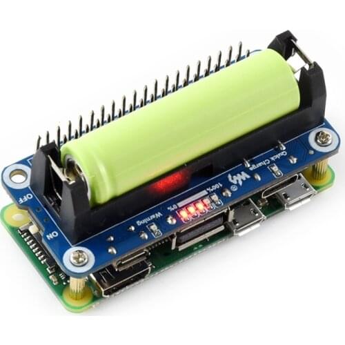 Waveshare Li-ion Battery HAT for Raspberry Pi 5V Regulated Output Bi-directional Quick Charge integrates SW6106 power bank chip