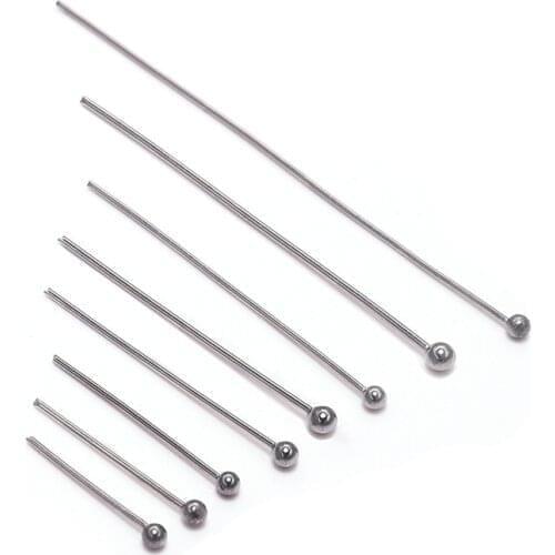 100pcs/Lot 15 20 30 40 50mm Bright Tone Stainless Steel Ball Head Pin For Diy Jewelry Making Headpin Findings Accessories